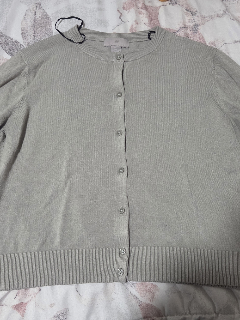 H&M Sage Green Button-Up Crew Cardigan